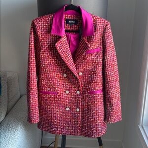 NWT Buffalo David Burton Brielle Tweed Double-Breasted Blazer/Jacket Wool blend